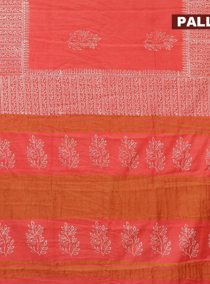 Bhagalpuri saree peach shade with butta prints and zari woven border - {{ collection.title }} by Prashanti Sarees