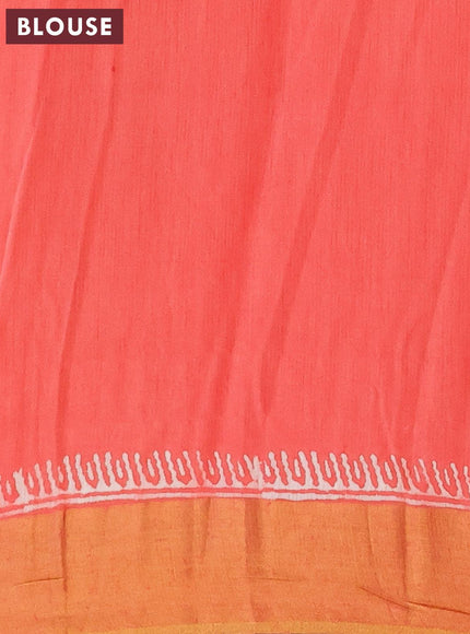 Bhagalpuri saree peach shade with butta prints and zari woven border - {{ collection.title }} by Prashanti Sarees