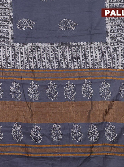 Bhagalpuri saree grey with butta prints and zari woven border - {{ collection.title }} by Prashanti Sarees