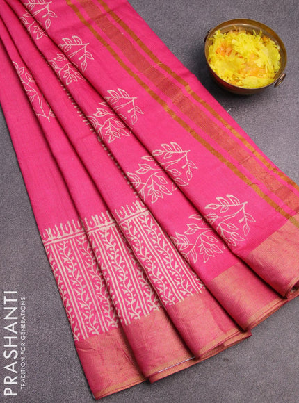 Bhagalpuri saree pink with butta prints and zari woven border - {{ collection.title }} by Prashanti Sarees