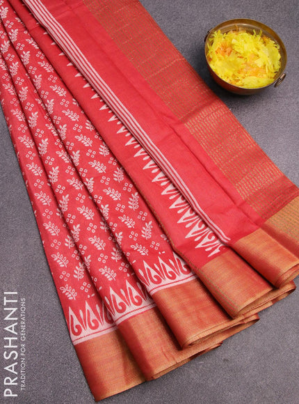 Bhagalpuri saree red with allover prints and zari woven border - {{ collection.title }} by Prashanti Sarees