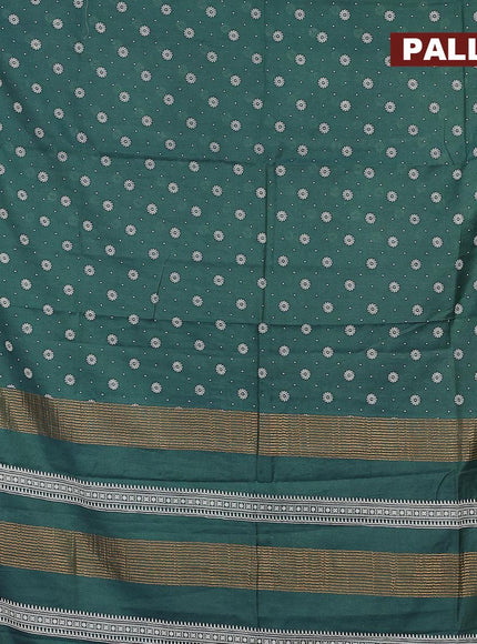 Bhagalpuri saree dark peacock green with allover butta prints and zari woven border - {{ collection.title }} by Prashanti Sarees