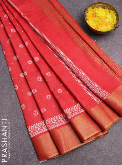 Bhagalpuri saree red with allover butta prints and zari woven border - {{ collection.title }} by Prashanti Sarees