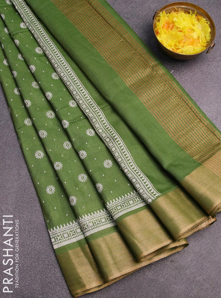 Bhagalpuri saree green with allover butta prints and zari woven border - {{ collection.title }} by Prashanti Sarees