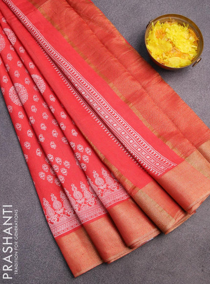 Bhagalpuri saree red with allover butta prints and zari woven border - {{ collection.title }} by Prashanti Sarees