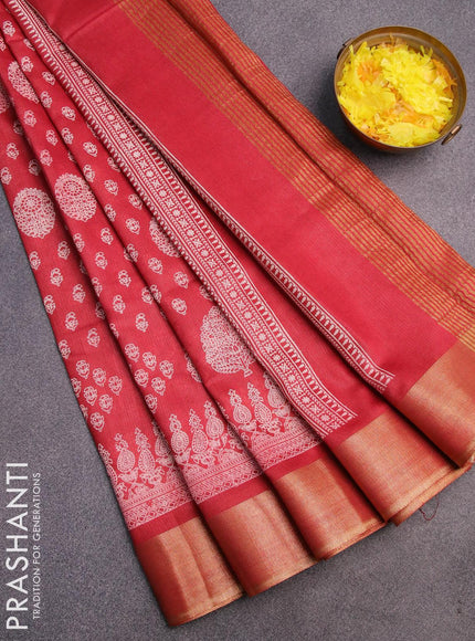 Bhagalpuri saree maroon with allover butta prints and zari woven border - {{ collection.title }} by Prashanti Sarees