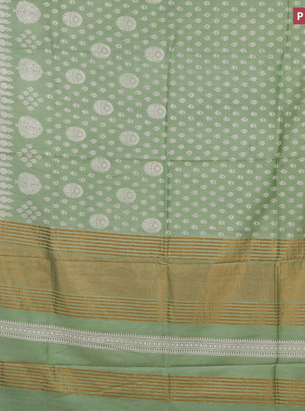 Bhagalpuri saree pastel green with allover butta prints and zari woven border - {{ collection.title }} by Prashanti Sarees