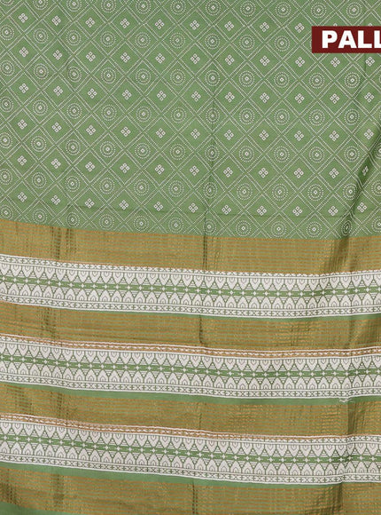 Bhagalpuri saree green with allover geometric prints and zari woven border - {{ collection.title }} by Prashanti Sarees