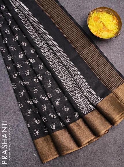 Bhagalpuri saree black with allover butta prints and zari woven border - {{ collection.title }} by Prashanti Sarees