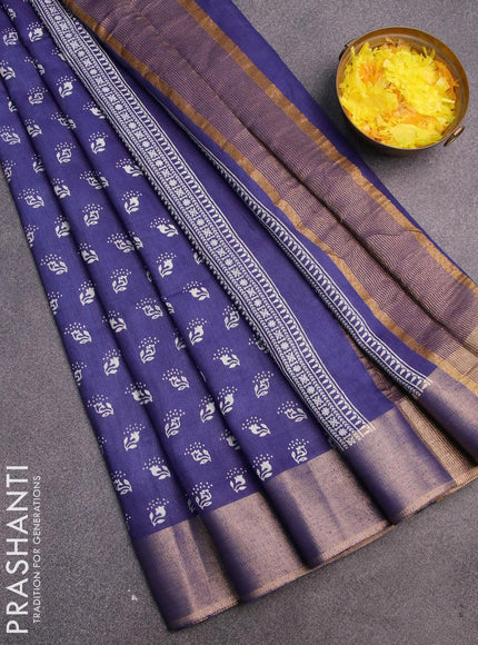 Bhagalpuri saree blue with allover butta prints and zari woven border - {{ collection.title }} by Prashanti Sarees