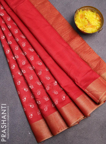 Bhagalpuri saree red with allover butta prints and zari woven border - {{ collection.title }} by Prashanti Sarees