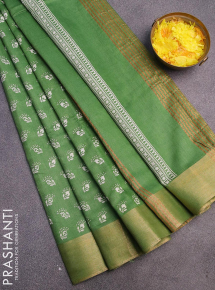 Bhagalpuri saree green with allover butta prints and zari woven border - {{ collection.title }} by Prashanti Sarees