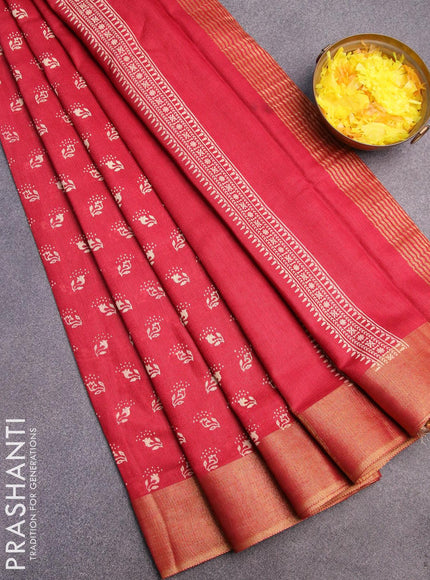 Bhagalpuri saree red with allover butta prints and zari woven border - {{ collection.title }} by Prashanti Sarees