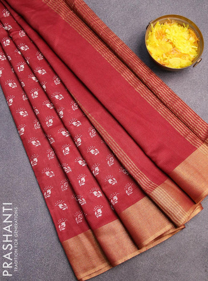 Bhagalpuri saree maroon with allover butta prints and zari woven border - {{ collection.title }} by Prashanti Sarees