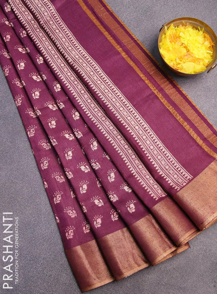 Bhagalpuri saree wine shade with allover butta prints and zari woven border - {{ collection.title }} by Prashanti Sarees