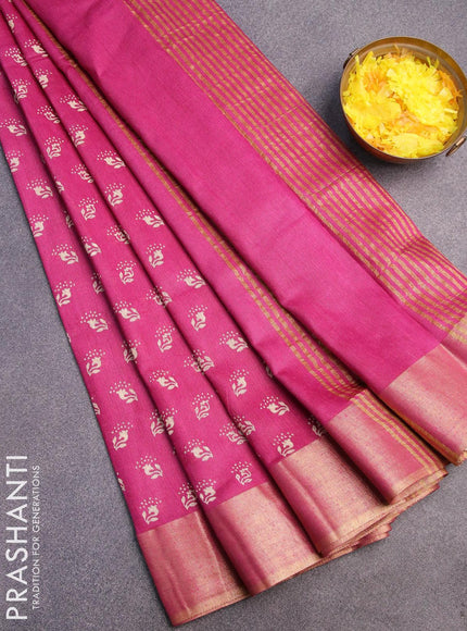 Bhagalpuri saree pink with allover butta prints and zari woven border - {{ collection.title }} by Prashanti Sarees