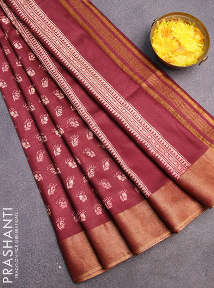 Bhagalpuri saree maroon with allover butta prints and zari woven border - {{ collection.title }} by Prashanti Sarees