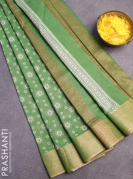 Bhagalpuri saree green with allover butta prints and zari woven border - {{ collection.title }} by Prashanti Sarees