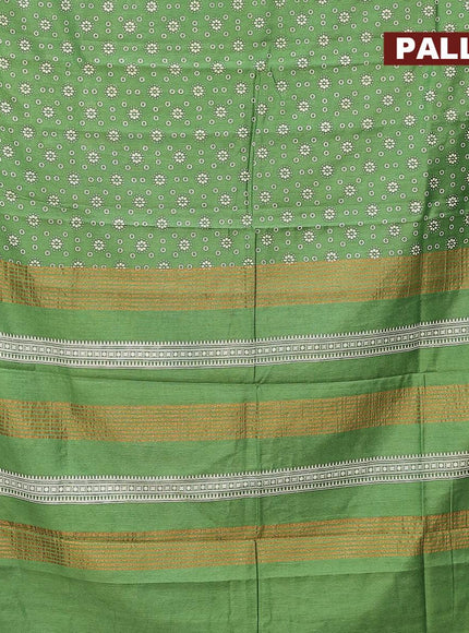 Bhagalpuri saree green with allover butta prints and zari woven border - {{ collection.title }} by Prashanti Sarees