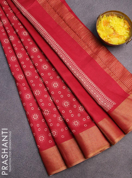 Bhagalpuri saree maroon with allover butta prints and zari woven border - {{ collection.title }} by Prashanti Sarees