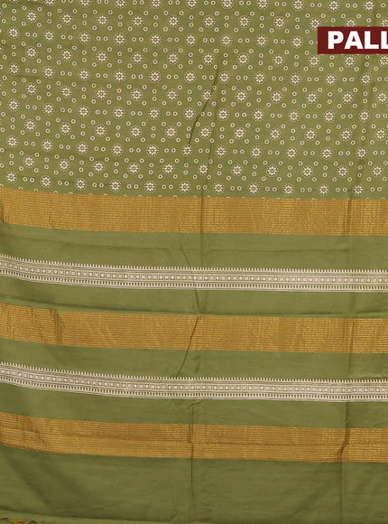 Bhagalpuri saree mehendi green with allover butta prints and zari woven border - {{ collection.title }} by Prashanti Sarees