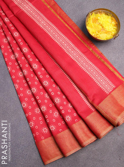 Bhagalpuri saree red with allover butta prints and zari woven border - {{ collection.title }} by Prashanti Sarees