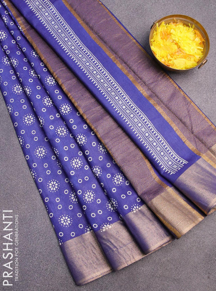 Bhagalpuri saree blue with allover butta prints and zari woven border - {{ collection.title }} by Prashanti Sarees