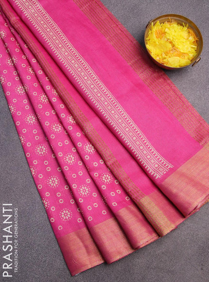 Bhagalpuri saree pink with allover butta prints and zari woven border - {{ collection.title }} by Prashanti Sarees