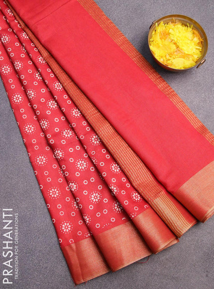 Bhagalpuri saree red with allover butta prints and zari woven border - {{ collection.title }} by Prashanti Sarees