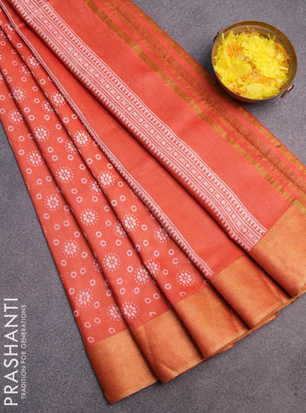 Bhagalpuri saree orange shade with allover butta prints and zari woven border - {{ collection.title }} by Prashanti Sarees