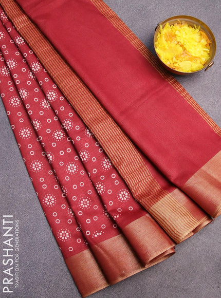 Bhagalpuri saree maroon with allover butta prints and zari woven border - {{ collection.title }} by Prashanti Sarees