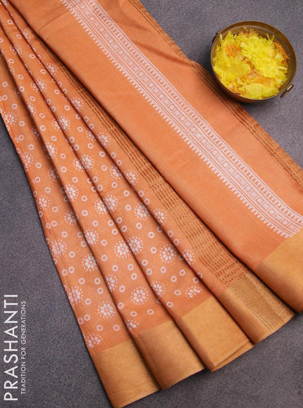 Bhagalpuri saree pale orange with allover butta prints and zari woven border - {{ collection.title }} by Prashanti Sarees