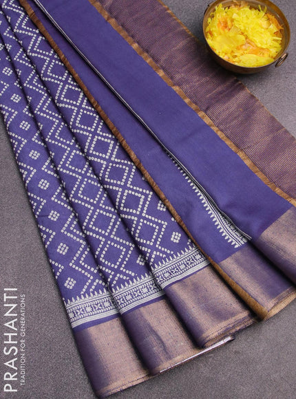 Bhagalpuri saree blue with allover bandhani prints and zari woven border - {{ collection.title }} by Prashanti Sarees