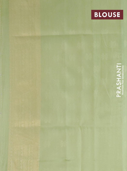 Banarasi softy silk saree mild pastel green and pastel green with allover zari weaves & floral digital prints and zari woven border - {{ collection.title }} by Prashanti Sarees