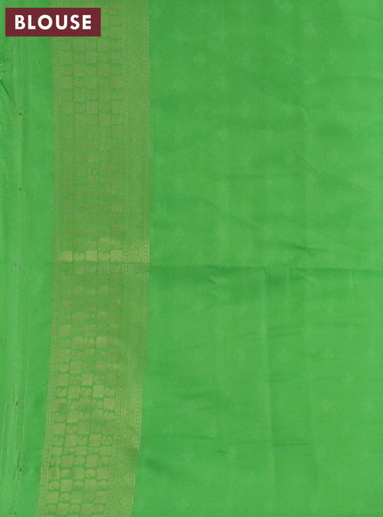 Banarasi softy silk saree cream and green with allover zari weaves & floral digital prints and zari woven border - {{ collection.title }} by Prashanti Sarees