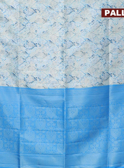 Banarasi softy silk saree pastel blue and blue with allover zari weaves & geometric digital prints and zari woven border - {{ collection.title }} by Prashanti Sarees