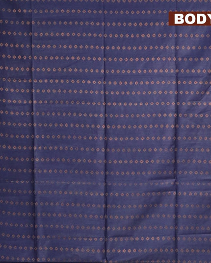 Bamboo silk saree blue with allover copper zari woven butta weaves and zari woven border - {{ collection.title }} by Prashanti Sarees