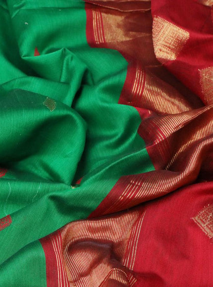 Maheshwari silk cotton saree green and maroon with thread & zari woven buttas and zari woven border - {{ collection.title }} by Prashanti Sarees