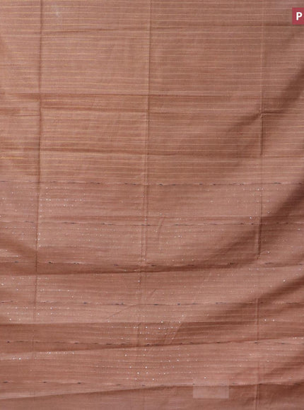 Semi tussar saree brown with allover stripes pattern and seperate embroidery work blouse - {{ collection.title }} by Prashanti Sarees