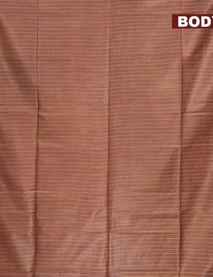 Semi tussar saree pastel brown with allover stripes pattern and seperate embroidery work blouse - {{ collection.title }} by Prashanti Sarees