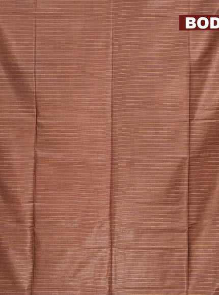 Semi tussar saree pastel brown with allover stripes pattern and seperate embroidery work blouse - {{ collection.title }} by Prashanti Sarees