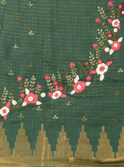 Semi tussar saree green with allover zari weaves and seperate embroidery work blouse - {{ collection.title }} by Prashanti Sarees