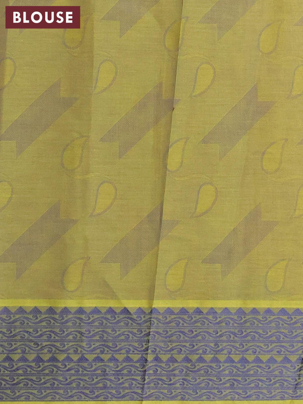 Coimbatore cotton saree dual shade of yellowish pink and blue with allover self emboss and thread woven border - {{ collection.title }} by Prashanti Sarees