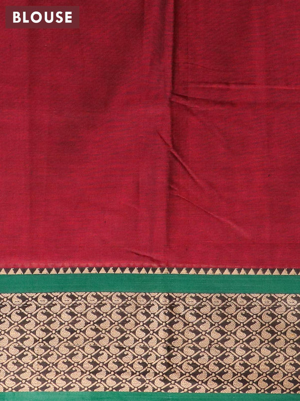 Narayanpet cotton saree maroon and green with plain body and thread woven border - {{ collection.title }} by Prashanti Sarees