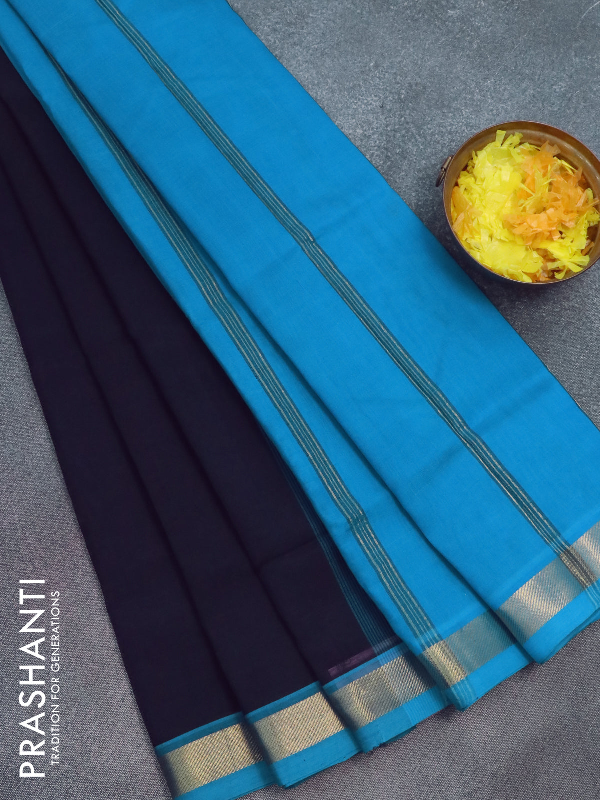 Buy Navy Blue Cotton Saree online-Karagiri