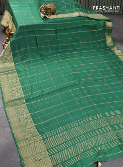 Dola silk saree green and deep wine shade with allover zari checked pattern and rich zari woven border - {{ collection.title }} by Prashanti Sarees