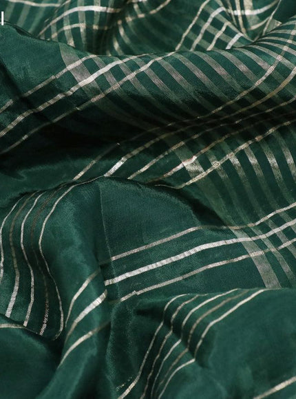 Dola silk saree green and maroon with allover zari woven stripes pattern and rich zari woven border - {{ collection.title }} by Prashanti Sarees