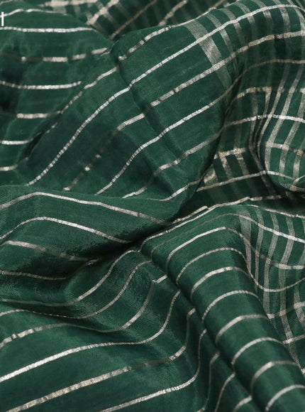 Dola silk saree green and deep wine shade with allover zari woven stripes pattern and rich zari woven border - {{ collection.title }} by Prashanti Sarees