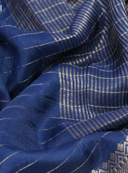 Dola silk saree blue and deep maroon with allover zari woven stripes pattern and rich zari woven border - {{ collection.title }} by Prashanti Sarees