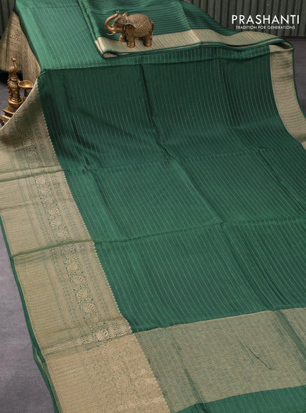 Dola silk saree green and deep maroon with allover zari woven stripes pattern and rich zari woven border - {{ collection.title }} by Prashanti Sarees